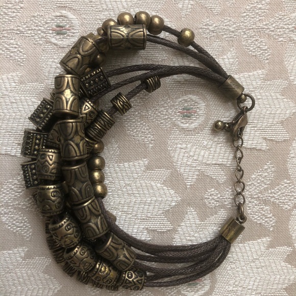 Brown and Gold Layered Bracelet - Picture 4 of 5
